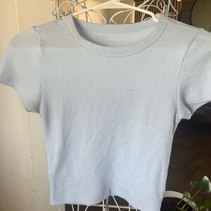 American Eagle Outfitters Sky Blue Ribbed Tee